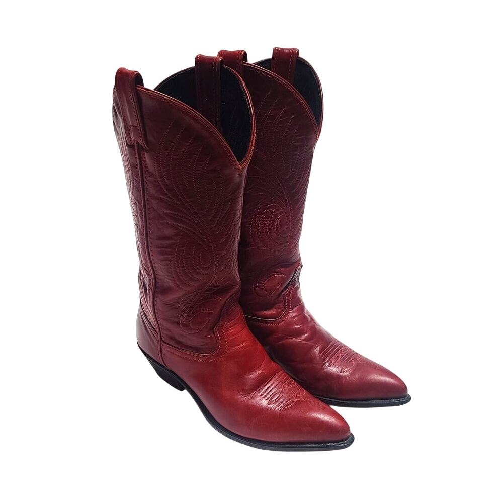 CODE WEST western Red leather cowboy boots women's size 8
